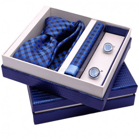 подарочный набор синий галстук и запонки