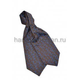 Шейный платок коричневый с синим. 423