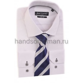 галстук синий в белую, широкую полоску. 601