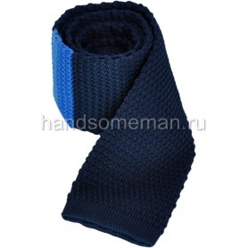 Вязанный галстук синего цвета с полосой. 869