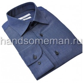 Мужская классическая рубашка синяя, меланж. 960