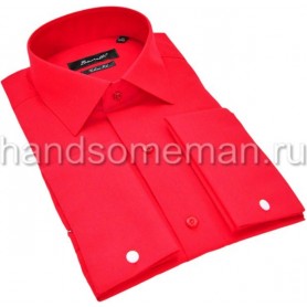 рубашка мужская под запонки, ярко красная. 1197