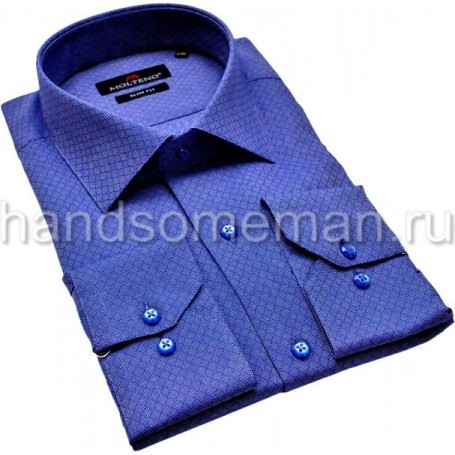 Мужская рубашка, синяя, набивная.1221