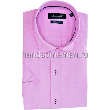 Мужская рубашка с коротким рукавом, светло-сиреневая.1235