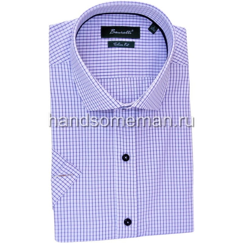 рубашка мужская с коротким рукавом, светло голубая в мелкую клетку ...